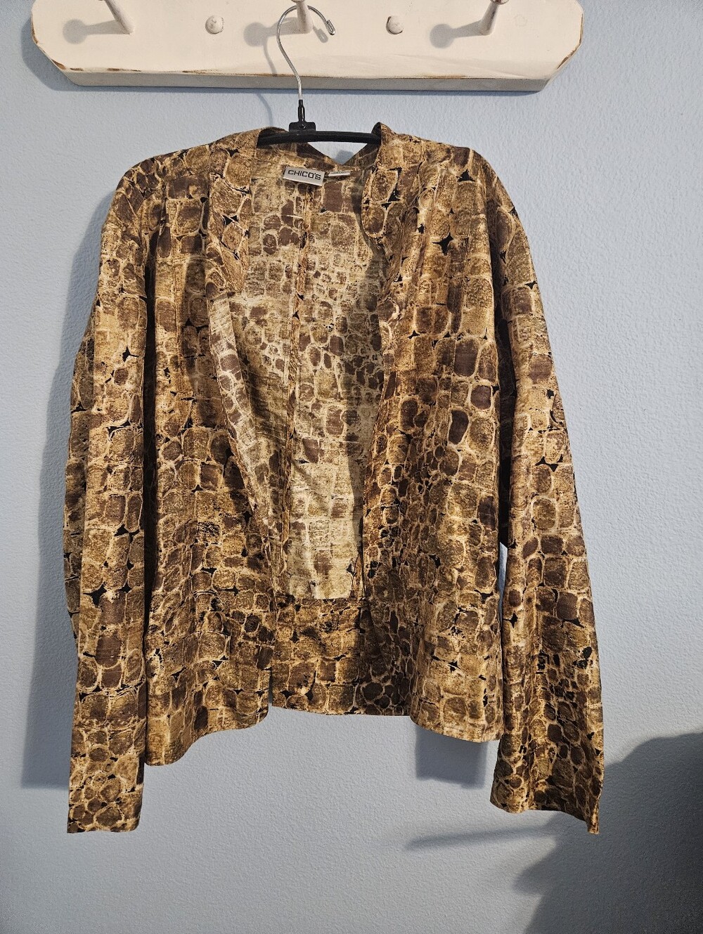 Chico's Brown Snake Print Open Jacket